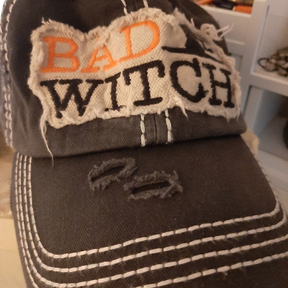 KBETHOS Distressed Black and Orange Bad Witch Baseball Hat Vintage Style - Picture 3 of 5